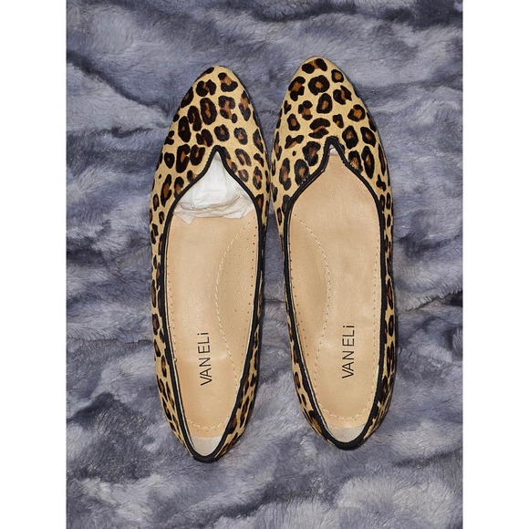 NWB VANELI GANET Camel Dino‎ Leopard Print calf hair Ballet Flat Size 7 Wide - Picture 4 of 8